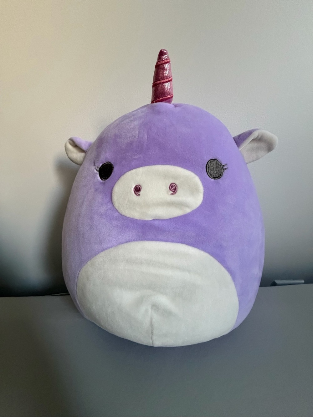 Squishmallows Purple and White Unicorn Plush with Pink Horn